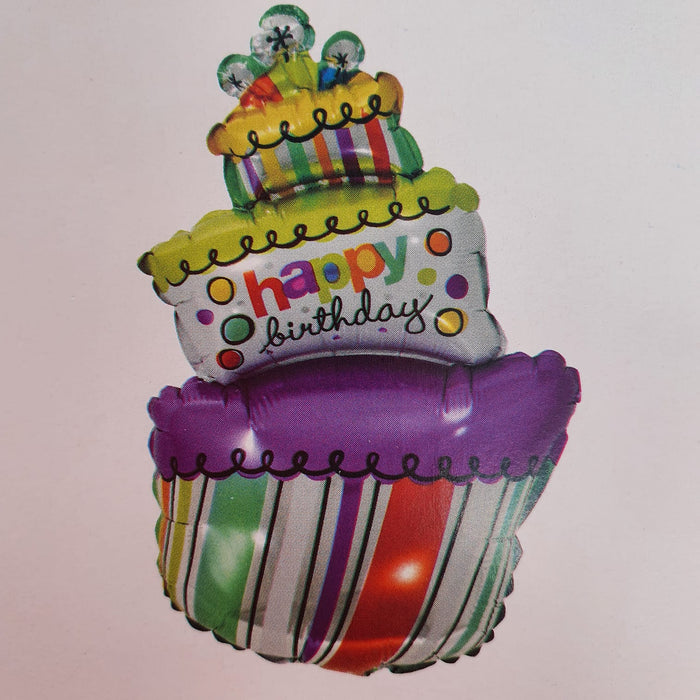 Globo Metalizado Pastel Happy Birthday Rayas Multicolor 14" Festella
