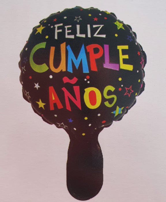 Globo Metalizado Redondo Feliz Cumpleaños Estrellas Coloridas 6" Festella
