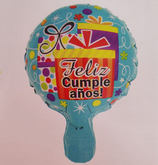 Globo Metalizado Redondo Feliz Cumpleaños Regalos Aguamarina 6" Festella