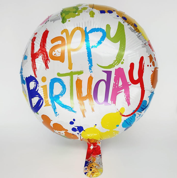 Globo Metalizado Redondo Happy Birthday Pintura 18"