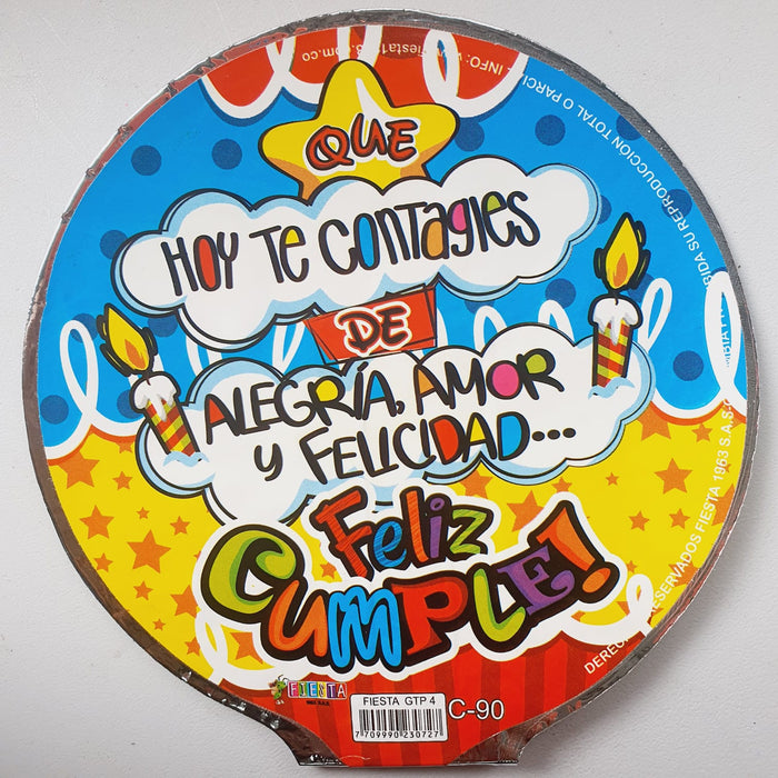 Globo Metalizado Redondo Mensaje  4" X Unidad Ref. 1