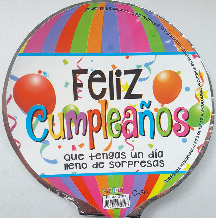 Globo Metalizado Redondo Mensaje  4" X Unidad Ref. 4