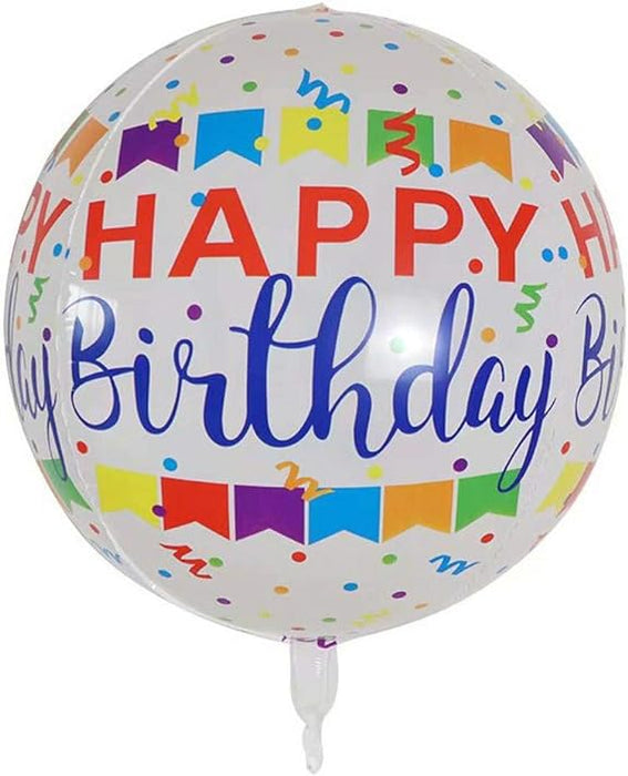 Globo Metalizado Orbiz Tipo Happy Birthday Festones Blanco 16" X 1 Unidad