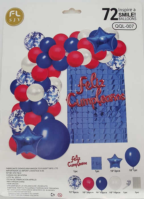 Kit de Globos Fiesta Rojo Azul X 102 Piezas