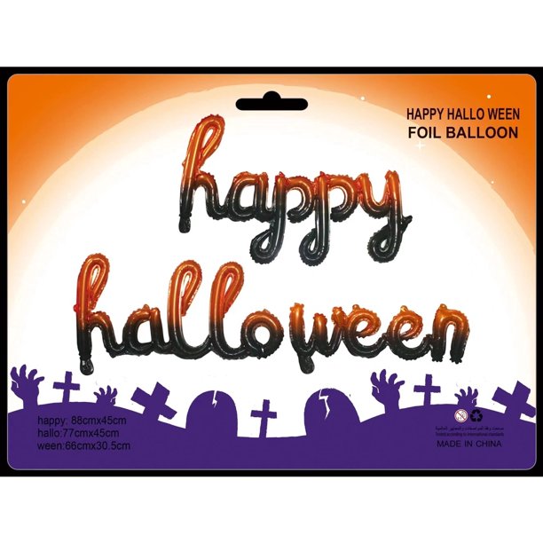 Letrero Happy Halloween Degrade Naranja Negro X 3 Piezas