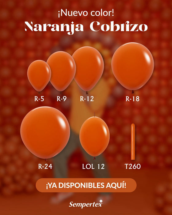 Globo Naranja Cobrizo Fashion R18 X 6 Unidades Sempertex