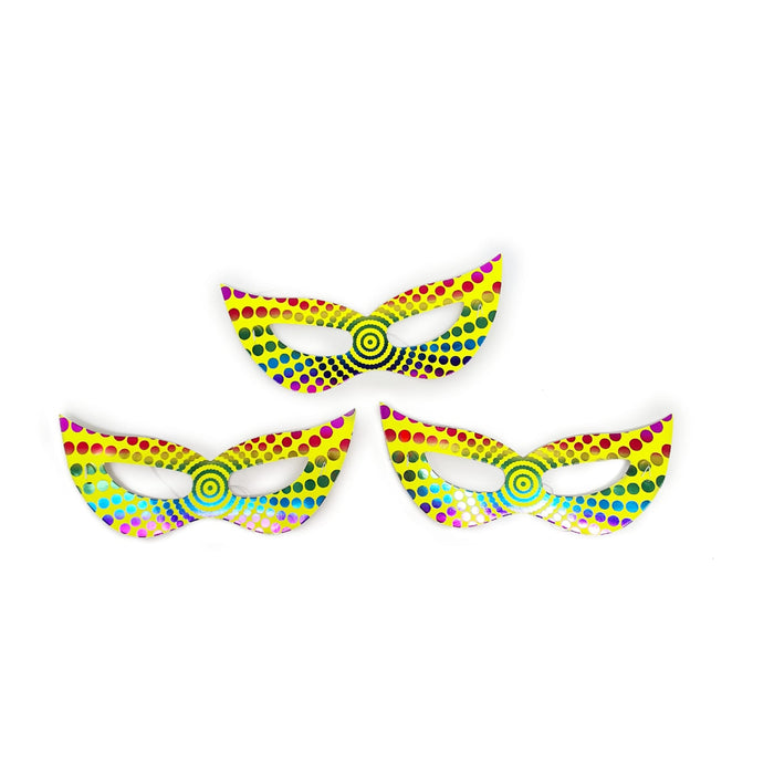 Antifaz de Carton Amarillo Neon Puntos X 12 Unidades