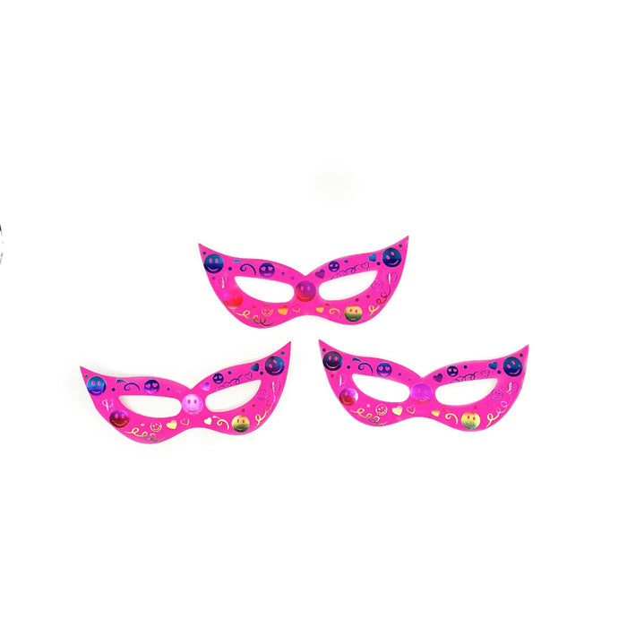 Antifaz de Carton Fucsia Neon Caritas Felices X 12 Unidades