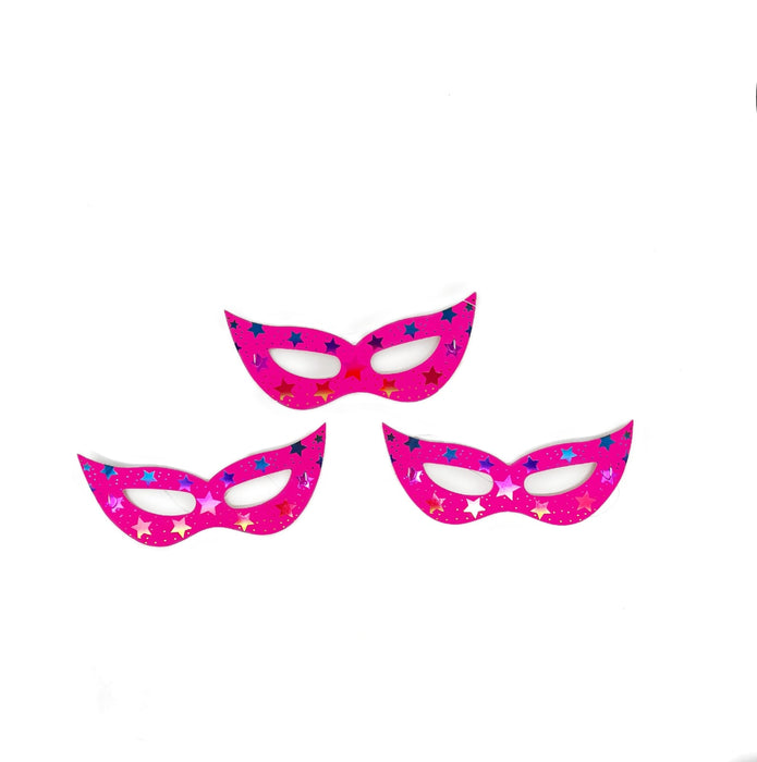 Antifaz de Carton Fucsia Neon Estrellas X 12 Unidades