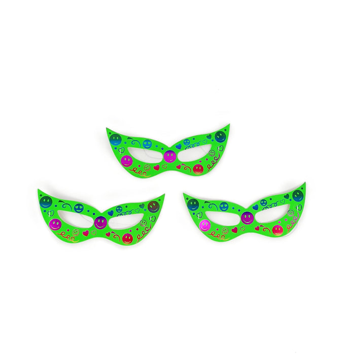Antifaz de Carton Verde Neon Caritas Felices X 12 Unidades