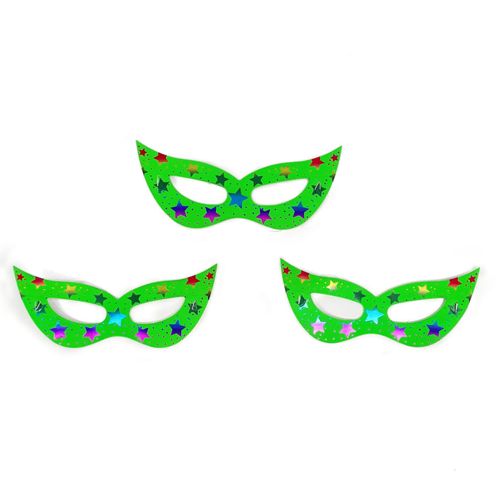 Antifaz de Carton Verde Neon Estrellas X 12 Unidades