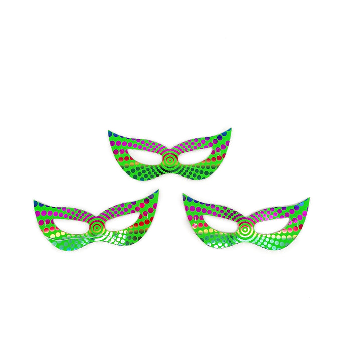 Antifaz de Carton Verde Neon Puntos X 12 Unidades