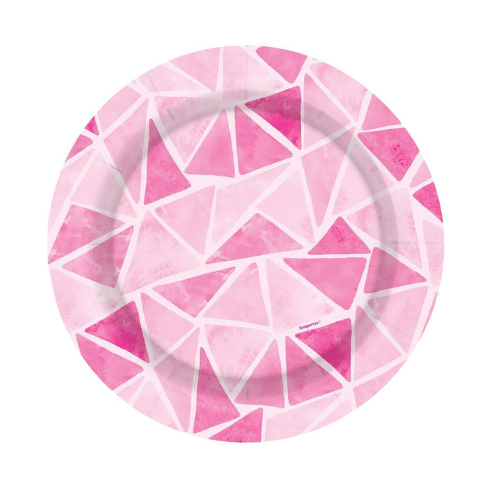 Plato 7" Triángulos Rosados X 8 Unidades Sempertex