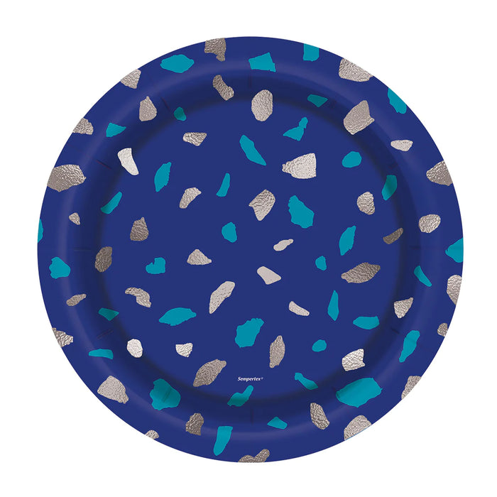 Plato 7" Terrazo Azul x 8 Unidades