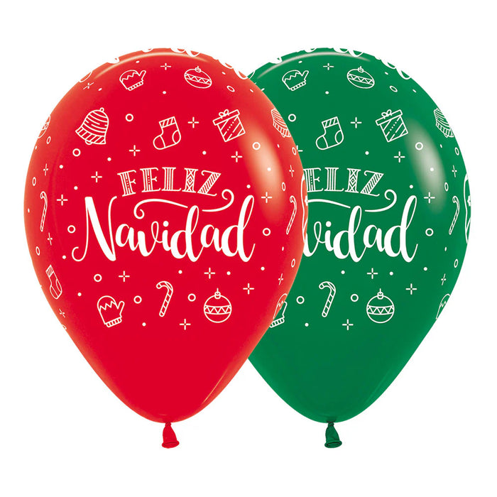 Globo impreso Infinity Feliz Navidad Corona R12 x 50 Unidades Sempertex