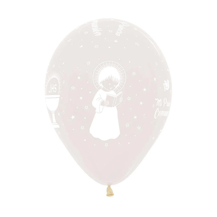 Globo Mi Primera Comunión Ángel Cristal Transparente R12 X 12 Globos