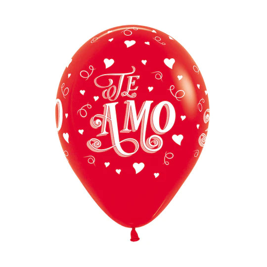Globo Fashion Rojo Te Amo R12 X 12 Unidades Sempertex