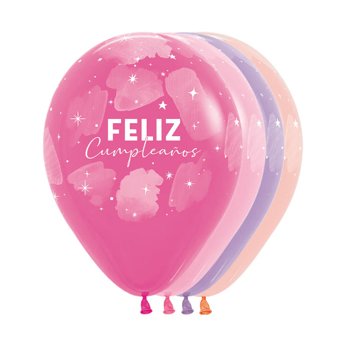 Globos Infinity Feliz Cumpleaños Fiesta Acuarela R12 X 12 Globos