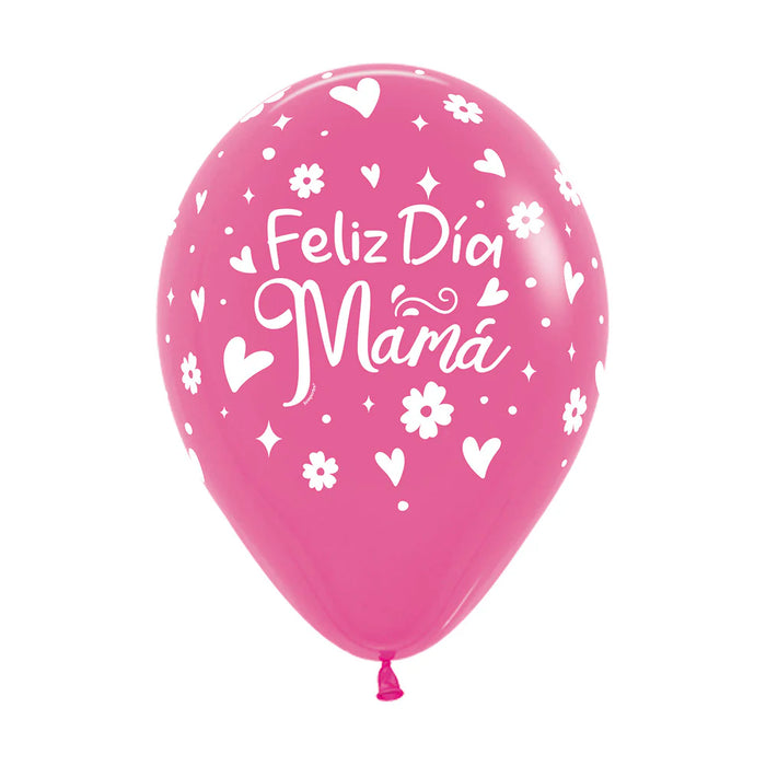 Globo Feliz Dia Mamá Margaritas Fashion Surtido R12 X 12 Unidades Sempertex