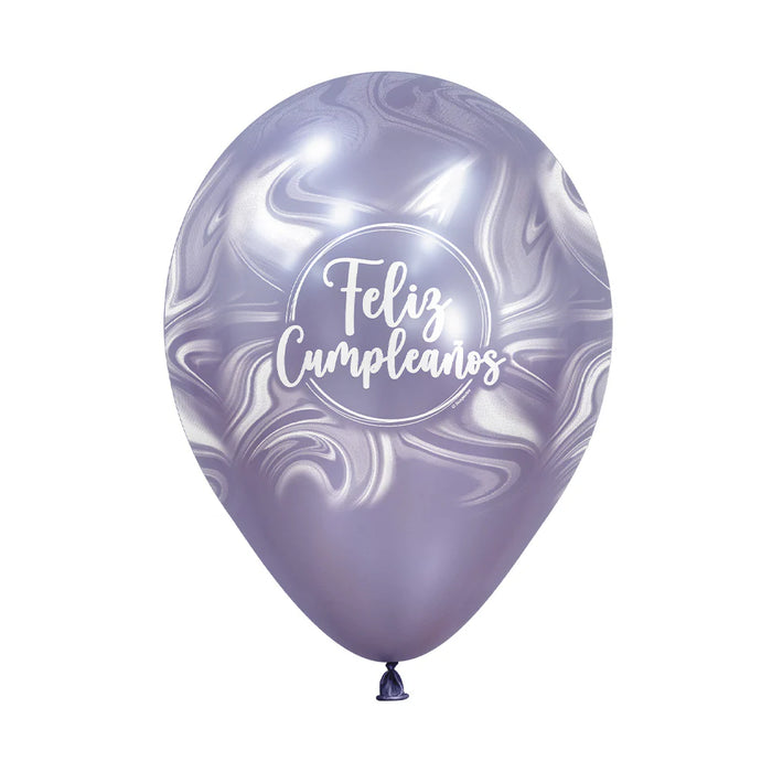 Globo Infinity Feliz Cumpleaños Marmoleado Rosa Silk Surtido R12 x 50 Unidades