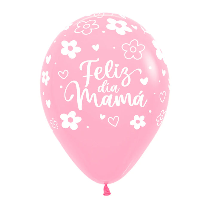 Globo Feliz Dia Mamá Floral Fashion Surtido R12 X 50 Globos Sempertex