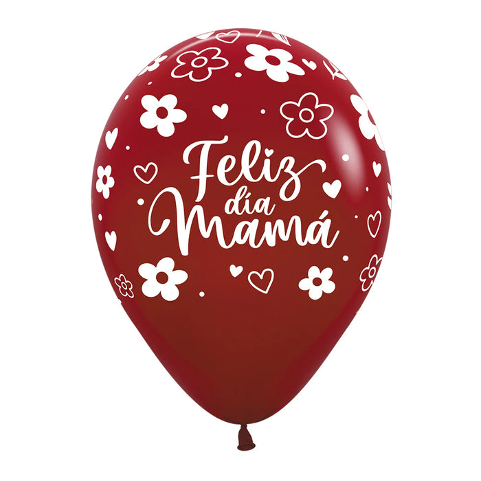 Globo Feliz Dia Mamá Floral Fashion Surtido R12 X 50 Globos Sempertex