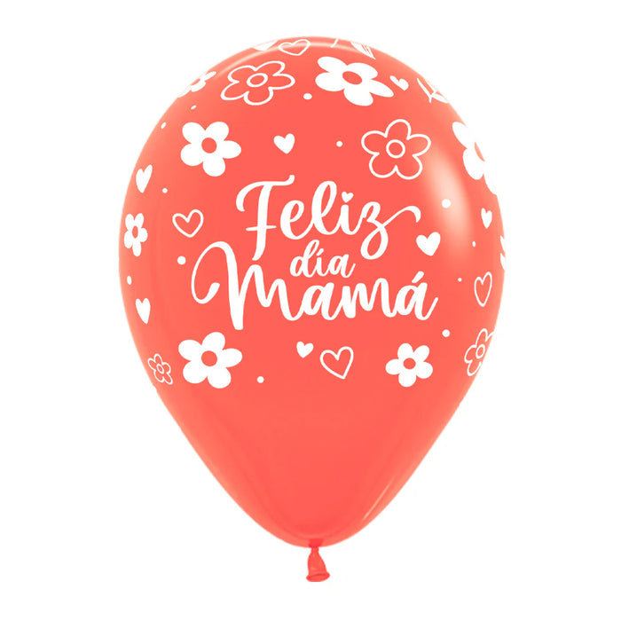 Globo Feliz Dia Mamá Floral Fashion Surtido R12 X 50 Globos Sempertex