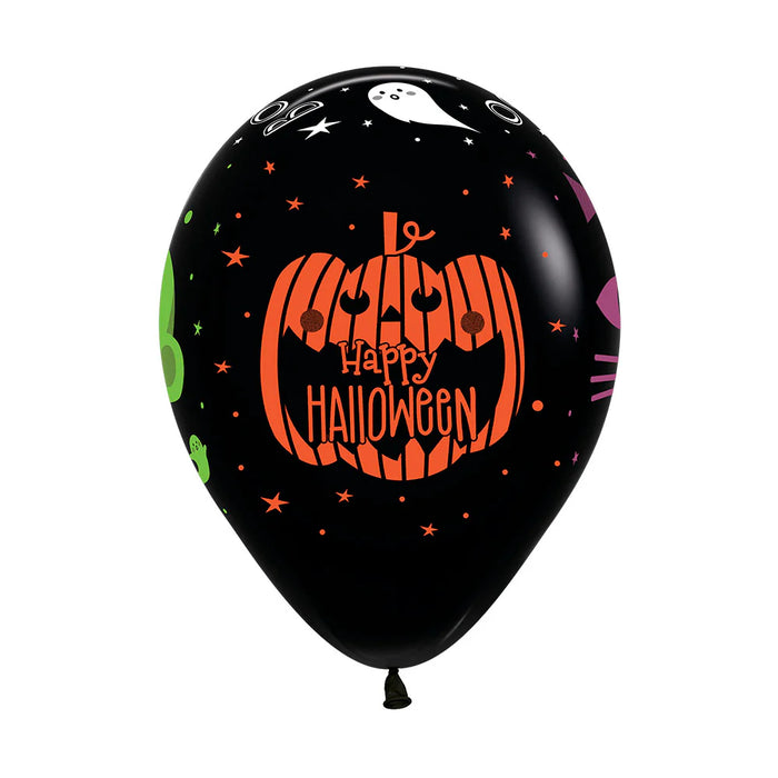 Globo Happy Halloween Friends Fashion Negro R12 x 12 unidades Sempertex