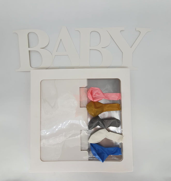 Set de Cubos Transparentes x 4 unidades de 30 x 30 x 30 cm Baby Blanco con Globos