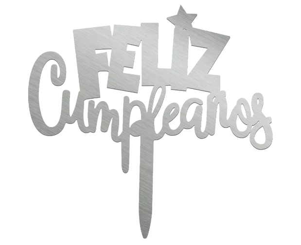 Topper Para Torta Feliz Cumpleaños Fantasia Plateado X 1 Unidad Sempertex