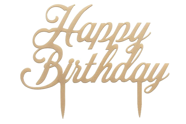 Topper Para Torta Happy Birthday Dorado X1 Unidad Sempertex