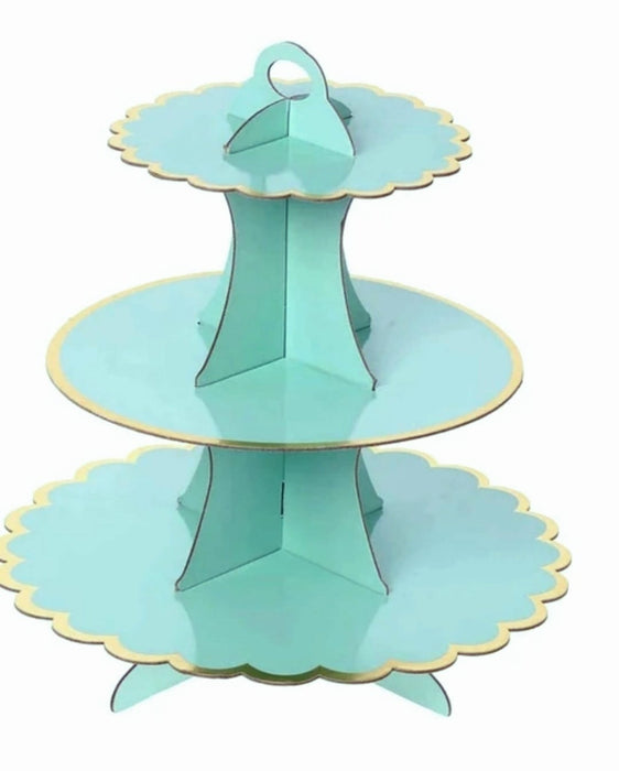 Torre Base para Cupcakes 3 Niveles Azul Caribe