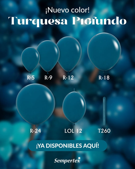 Globo Turquesa Profundo Fashion R24 X 3 Unidades Sempertex