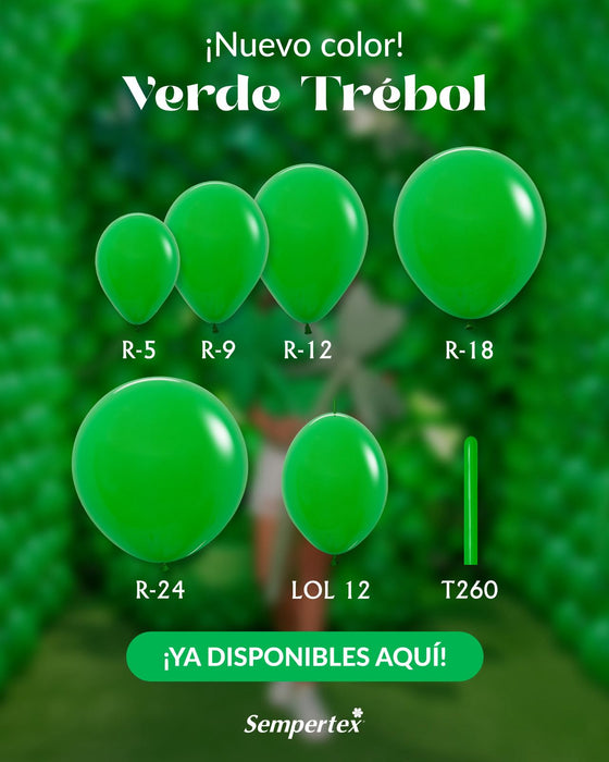 Globo Verde Trebol Fashion R12 X 12 Unidades Sempertex