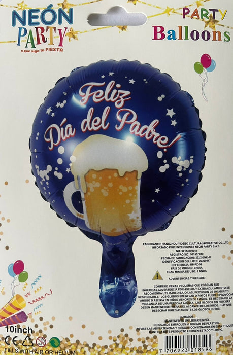 Globo Metalizado Redondo Cerveza Papá 10 “