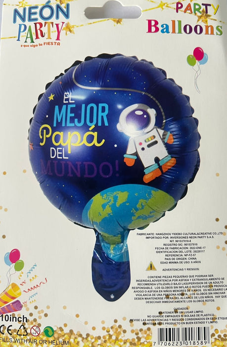 Globo Metalizado El mejor papa del mundo Astronauta 10”