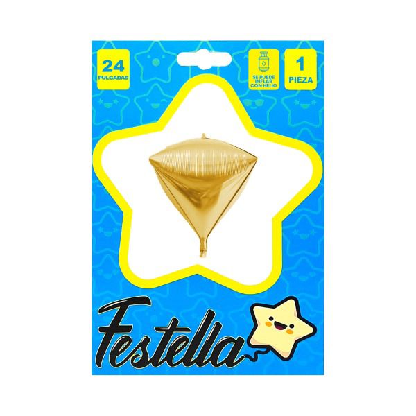 Globo Metalizado Diamante Dorado 24" Festella