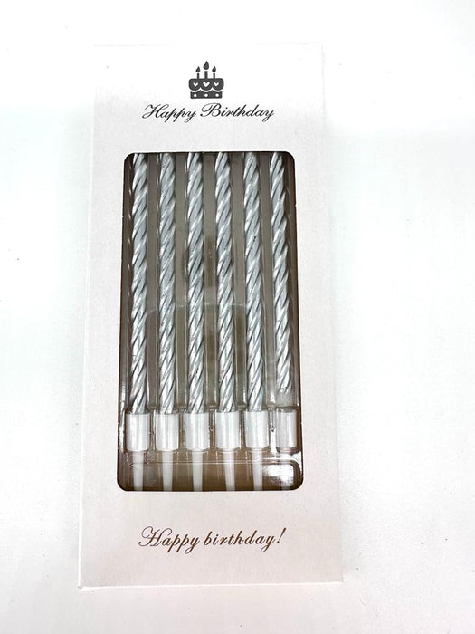 Vela en Espiral Plateado X 6 Unidades