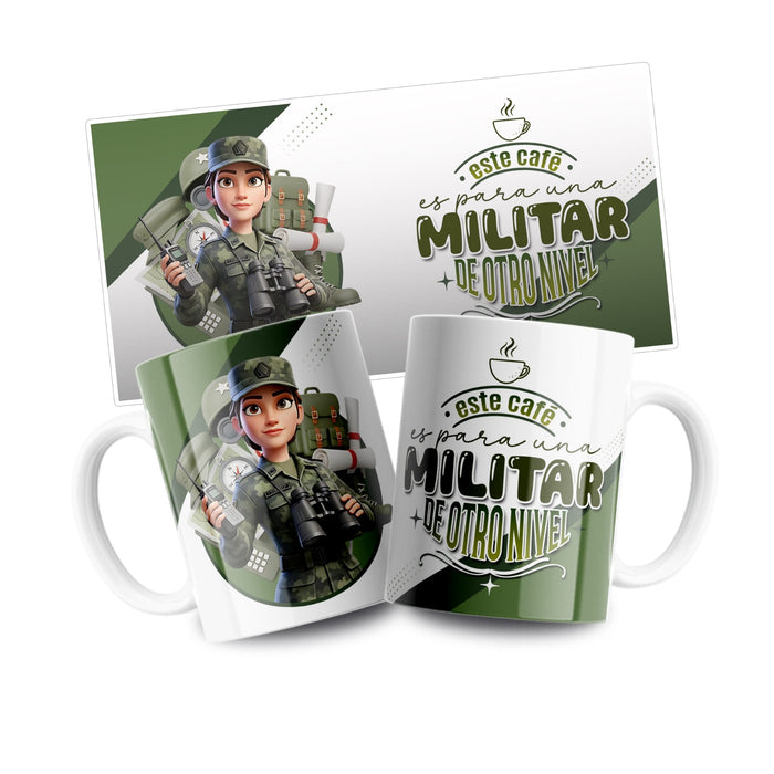 Mug Profesion 11 Oz Militar Mujer x 1 Unidad