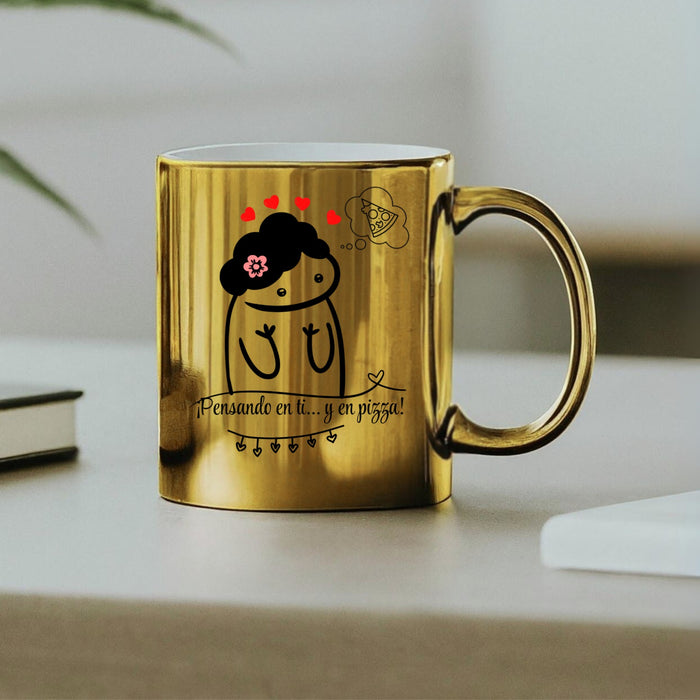 Mug Dorado Espejo Flork Amor 11 Oz Ref. 7 x 1 Unidad