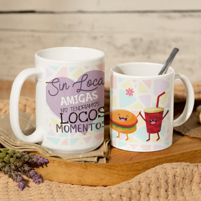 Mug Amor y Amistad 11 oz Ref 7 Hamburguesa Bebida x 1 Unidad