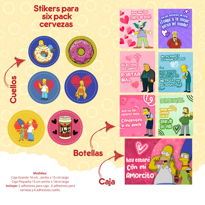 Stickers Adhesivos Para Six Pack Caja Pequeña de Cerveza Los Simpson x 1 Unidad