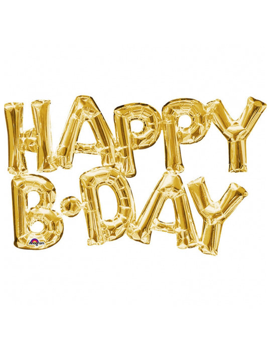 Letrero de Globos Happy BDay Dorado 35" X 2 Piezas Festella