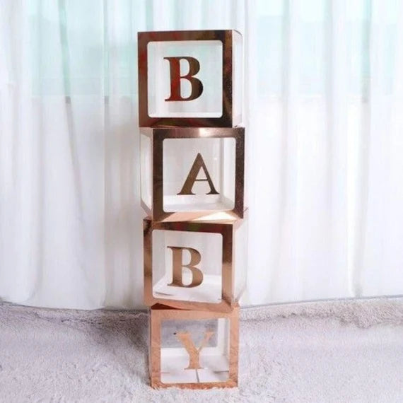 Set de Cubos Transparentes de 30 x 30 x 30 cm Baby Dorado Rosa
