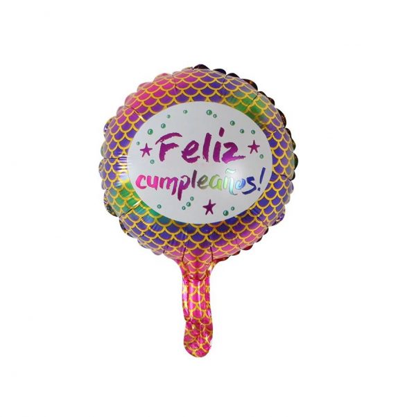 Globo Metalizado Redondo Feliz Cumpleaños Sirena 18" Festella