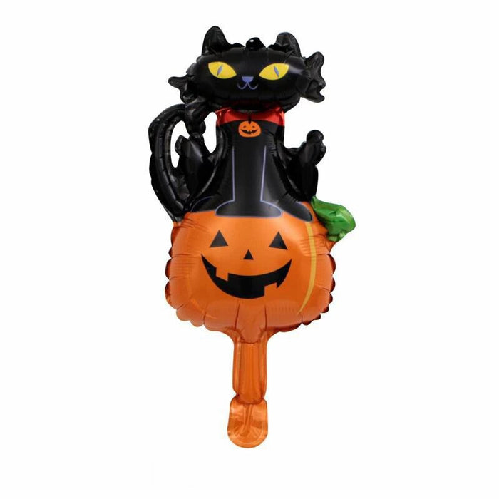 Globo Metalizado Halloween Calabaza Con Gato 10" x 1 Unidad