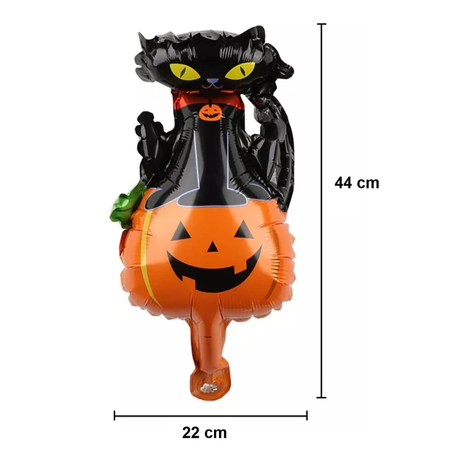 Globo Metalizado Halloween Calabaza Con Gato 10" x 1 Unidad