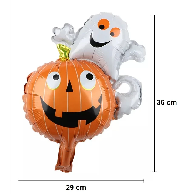 Globo Metalizado Halloween Calabaza Con Fantasma 10" x 1 Unidad