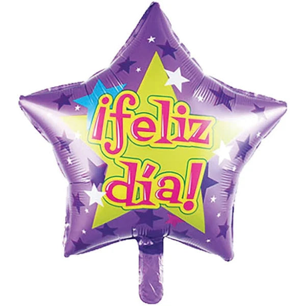 Globo Metalizado Estrella Feliz Dia Lila 18"