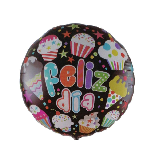 Globo Metalizado Redondo Feliz Dia Cupcakes 18"